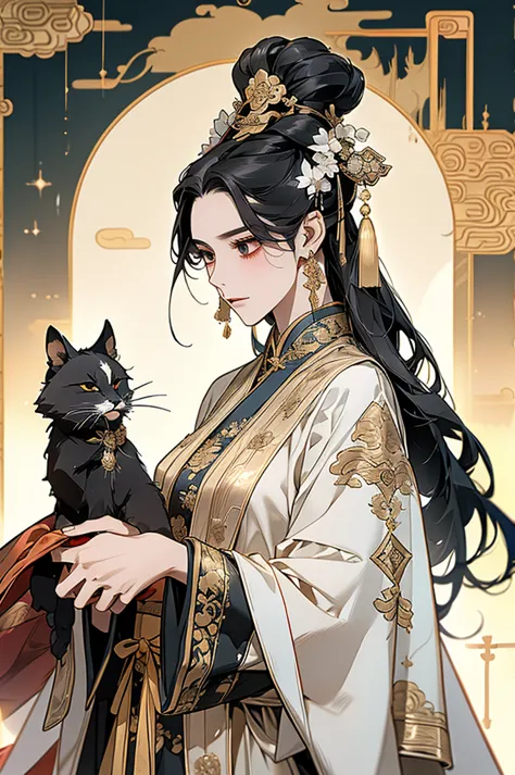 Black Hair, Immortal, Royal sister, Stepmother, Gold Robe, Taoist robe, Chinese style, Hair Bunch