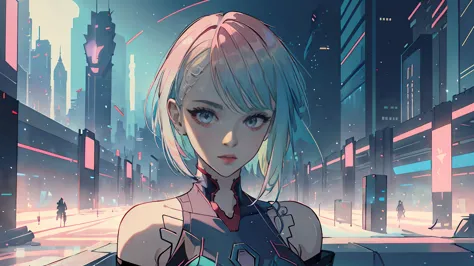 1 girl, One, Lucy \(cyberpunk\), cyberpunk \(row\), Asymmetrical Hair,very sexy, Erotica, short hair, blue hair, green hair, pin...