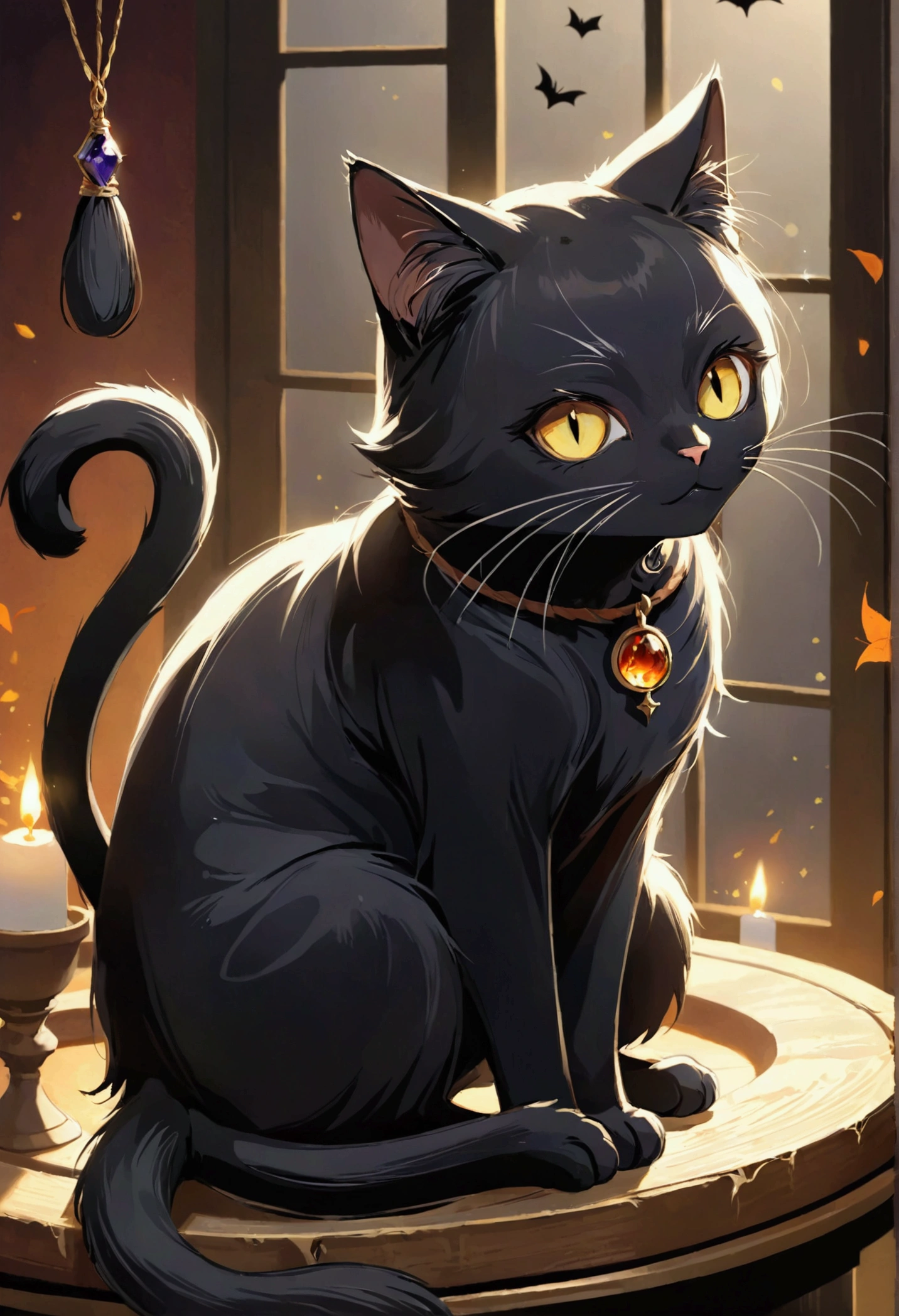 gato preto、Gatos são bruxas&#39; obra de arte familiar、最alta qualidade、alta qualidade、Alta resolução、16k、nascer、超Alta resolução、超detalhadoな、detalhado、muito delicado e lindo、A highly detalhadod、