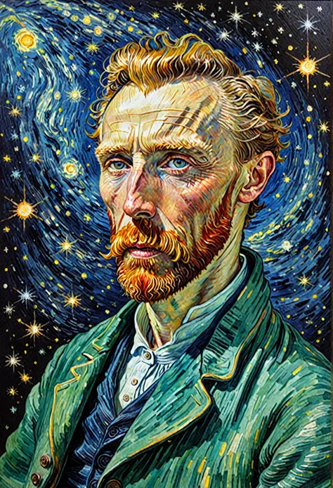 Colorful Vincent van Gogh painting :: 油絵で構成された映画のような16k解像度のmasterpieceイラスト, Watercolor and ink :: Medical Field Frisco watercolo...
