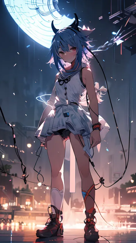 masterpiece, highest quality, high resolution, very detailed,(((mikoto naruka))), (((white ground)))、(((electric wire)))、(((smil...