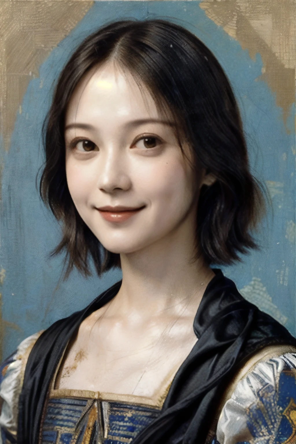 260 20-year-old female, (short hair),(Real), smile,  (Paintings by Leonardo da Vinci)