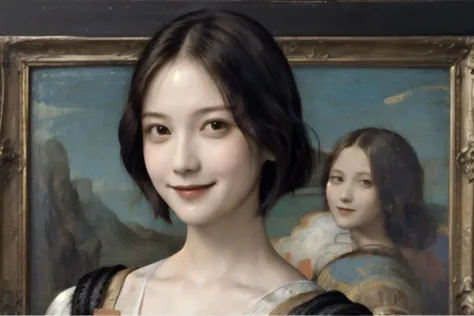 260 20-year-old female, (short hair),(genuine), smile,  (paintings by leonardo da vinci)