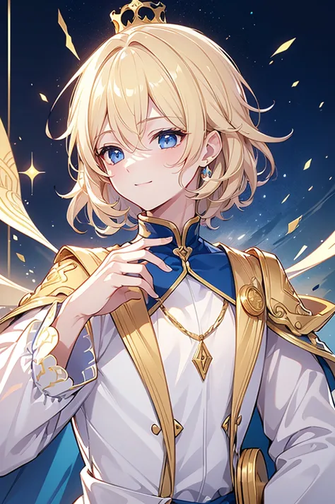 (highest quality)　(4k)　(8k)　(high resolution)　(masterpiece:1.2)　(super detailed)　one boy　short hair　wizard　blue eyes　long sleeve...