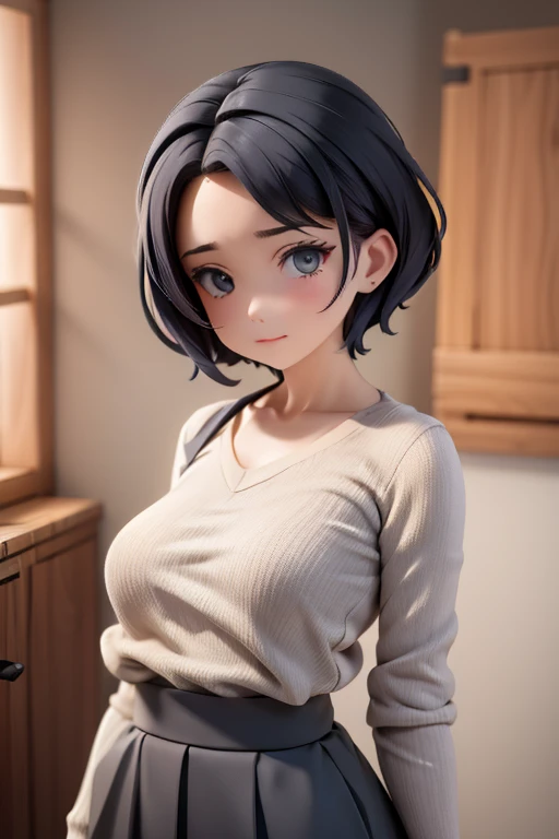 Cool woman,sharp,Hairstyle: short hair,The forehead is visible,front,Married women,Mother,front向いている,front図,Shortcuts,short hair,Berry Short,Small breasts
