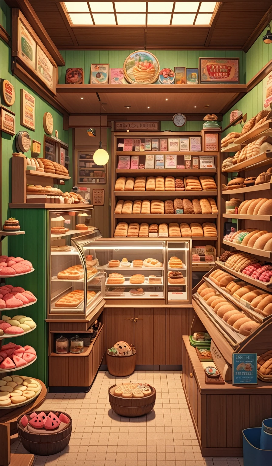 ((Japanese cartoons:1.4,illustration)),(masterpiece, Top quality, best quality),(Extremely detailed, Absolute resolution),((16K, high resolution)),

(((Miniature model of the interior of a bakery in Watermelon, Rich in details, microscopic photo, Photorealism))

((cosy lofi illustration:1.4)), ((Japanese cartoons:1.4, illustration)),(masterpiece, Top quality, best quality),(Extremely detailed, Absolute resolution),((16K, high resolution)) rest {lofi style, Laurie Greesley&#39;s Style, Makoto Shinkai&#39;s style, Japanese cartoons aesthetic}, rest { (Generates images containing over 40 million pixels of information，Textures with Sony DSLR-like details).}