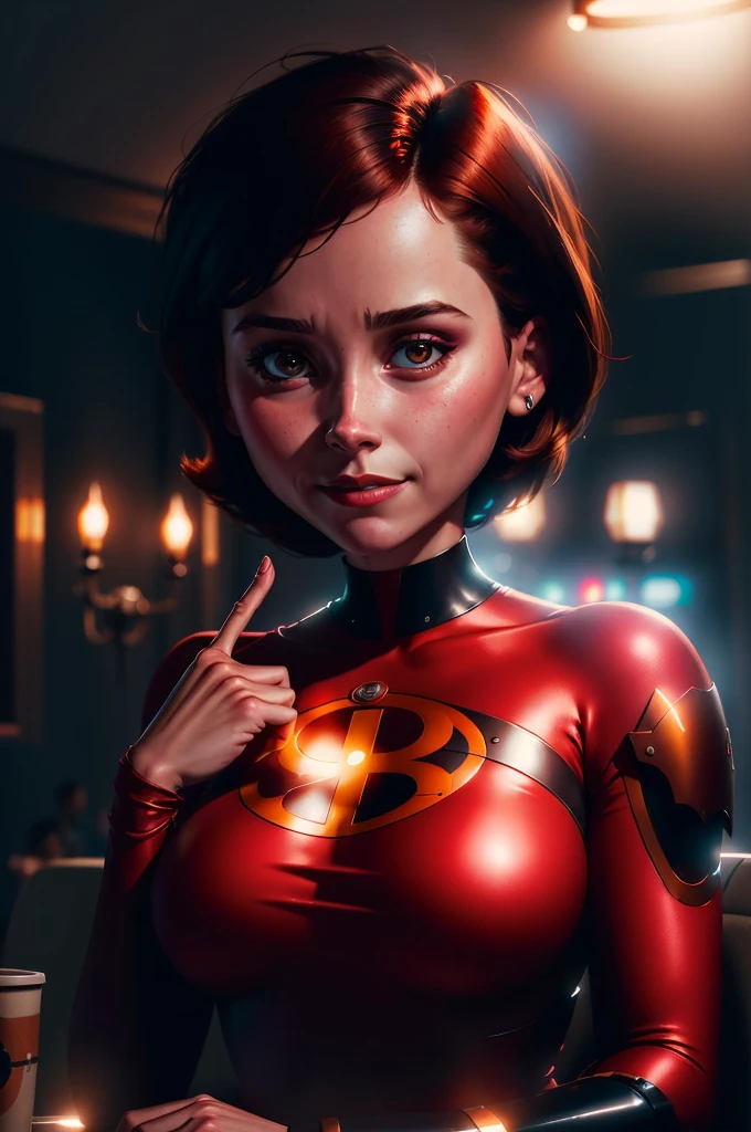 solo,absurdres , (intricate details), (colorful),cinematic lighting,bust shot,extremely detailed CG unity 8k wallpaper,masterpiece, absurdres, two headed girls, solo, short hair, brown hair, brown eyes, superhero, erotic pose,solo, 
smile, looking at viewer, sitting,(nice hands, 5 fingers:1.3),(perfect composition:1.4),detailed face and body, detailed face,backlight, intense gaze, cinematic lighting, art by Grzegorz Rutkowski, embers,2heads, two heads