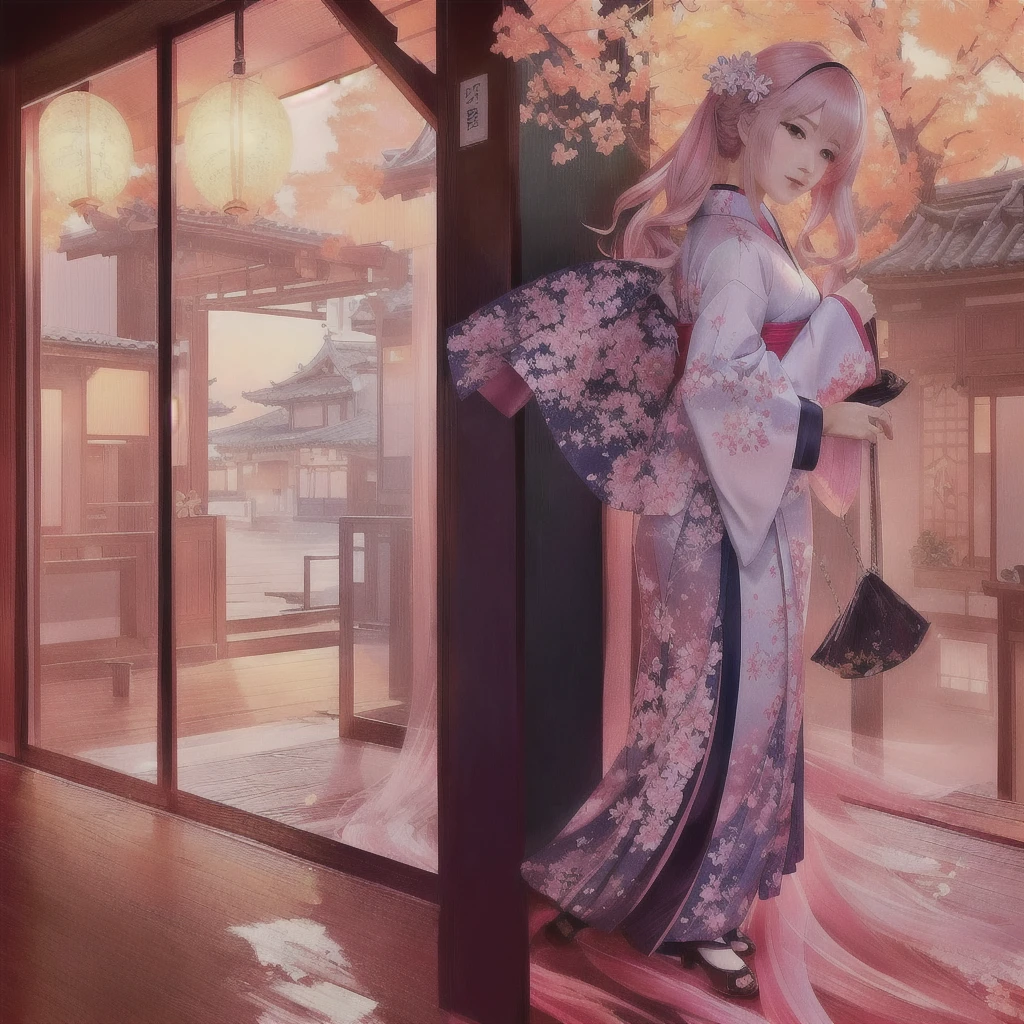 anime - style woman In kimono outfit standing in front of a window, Anime Art Wallpapers 8K, Gweiz-style artwork, In kimono, In kimono, guweiz on pixiv artstation, artstation pixivでトレンド, Digital art on Pixiv, Guweiz on ArtStation Pixiv, Beautiful artwork illustration