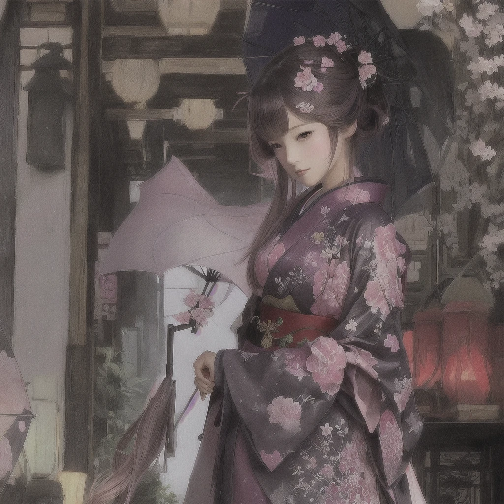 Chica anime con kimono sosteniendo un paraguas rosa, hermoso arte animework, ilustraciones de fantasía de anime, 2. 5 d cgi ilustraciones de fantasía de anime, arte de anime detalladowork, arte zerochan, ilustración de fantasía de anime, arte de anime detallado, hermoso arte anime, arte de anime digital detallado, estilo anime 4k, mejor fondo de pantalla de anime 4k konachan, hermoso anime de fantasía, clean arte de anime detallado