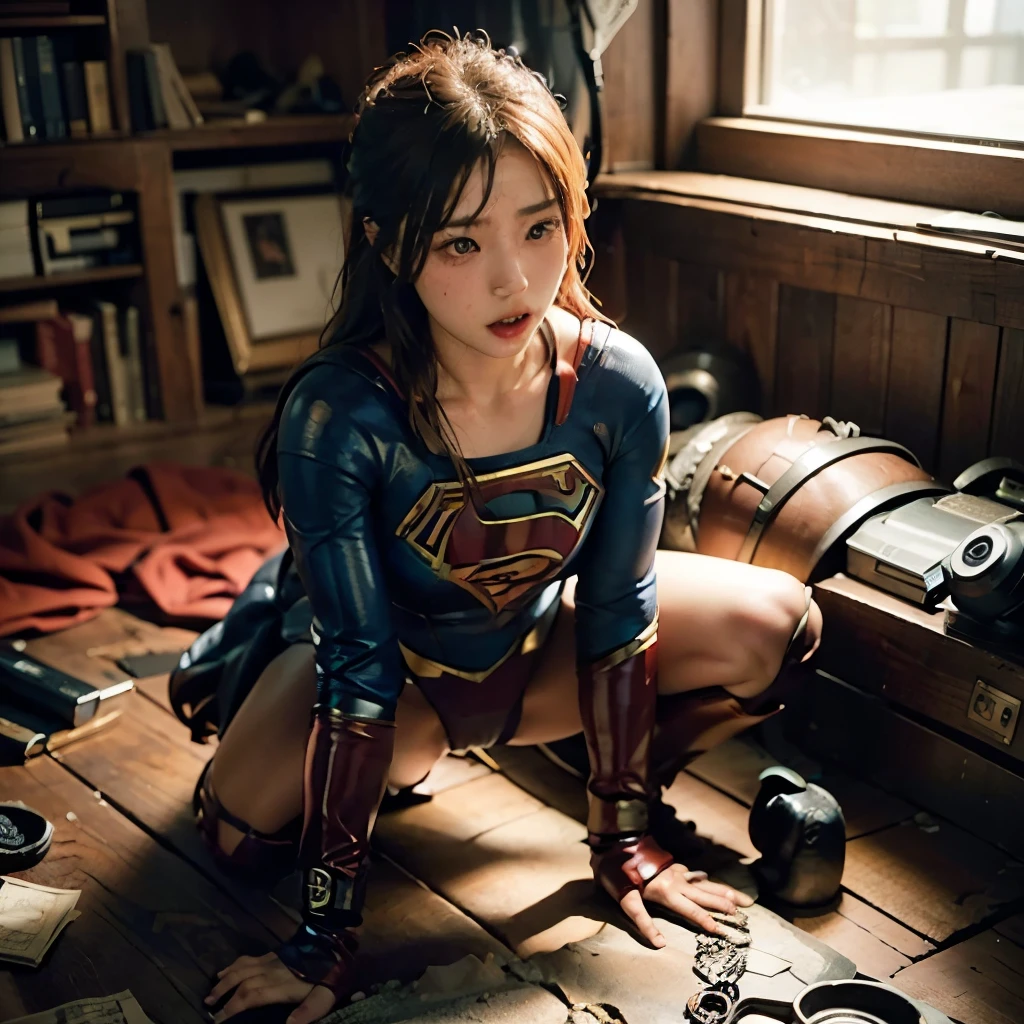 1 supergirl、1/6th scale adult figure、A diorama of a girl being attacked by a machine with a metal penis、