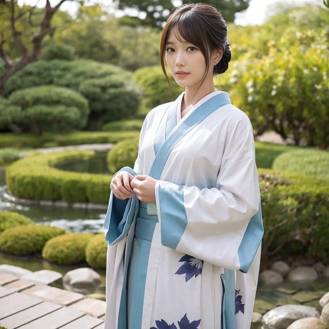 Japanese garden　Long-sleeved kimono