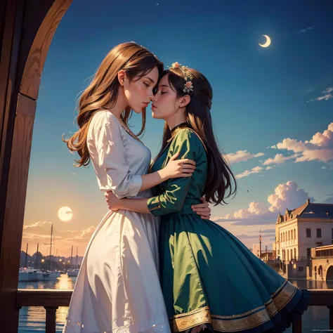 (masterpiece, highest quality, official art, beauty and aesthetic:1.5), perfect anatomy, two women is deeply in love with each o...