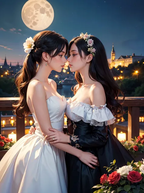 (masterpiece, highest quality, official art, beauty and aesthetic:1.5), perfect anatomy, two women is deeply in love with each o...