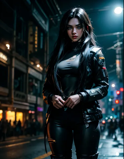 solo, Sasha Yakovleva, Cyberpunk 2077, Edgerunner, Night City, cyberpunk character concept art, ((masterpiece)),((high resolutio...