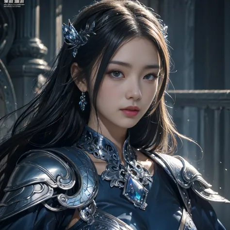 close-up of woman in silver and blue dress, chengwei pan at art station, jan j, detailed fantasy art, amazing character art, fan...