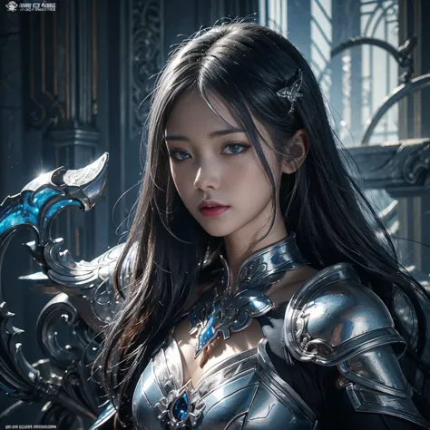 close-up of woman in silver and blue dress, chengwei pan at art station, jan j, detailed fantasy art, amazing character art, fan...