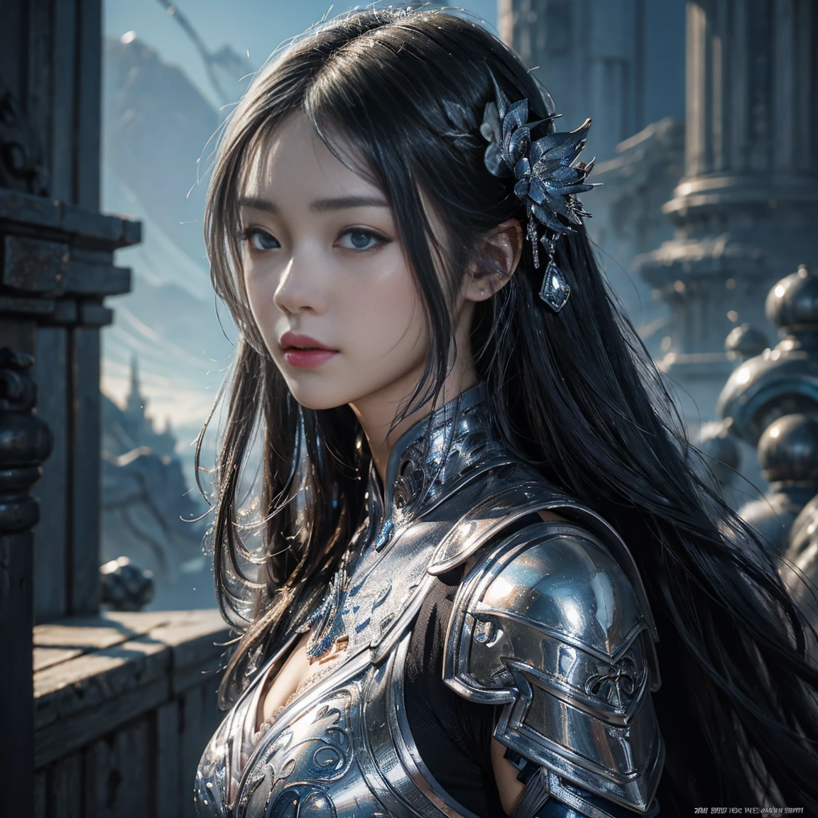 Close-up of woman in silver and blue dress, Chengwei Pan at Art Station, Jan J, Detailed fantasy art, Amazing character art, Fan Art Best Art Station, Magnificent and elaborate character art, Beautiful Armor, Highly detailed art gems, Detailed digital anime art, Art Station pixiv&#39;s artgerm, Girl in Armor, ((((Silver blue Boxing gloves)))), (a  pair of boxing gloves)