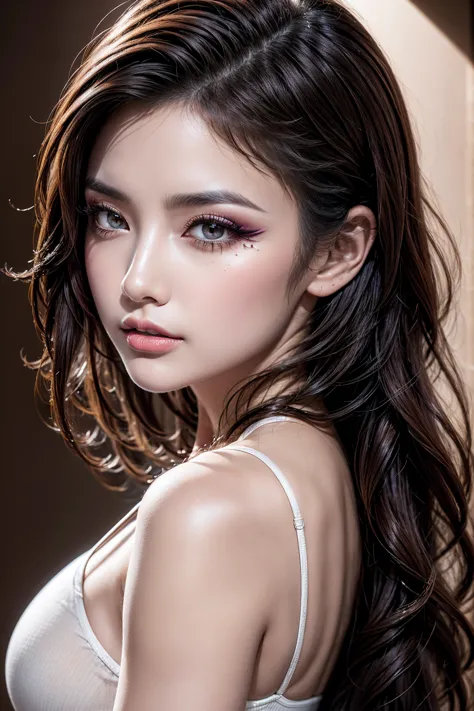 ((portrait photo from head to chest inclusive)) a cute 1 woman:1.4, 20 years old, photorealistic realism 16k quality ((ultra hig...