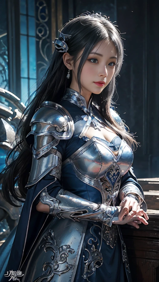 Close-up of woman in silver and blue dress, Chengwei Pan at Art Station, Jan J, Detailed fantasy art, Amazing character art, Fan Art Best Art Station, Magnificent and elaborate character art, Beautiful Armor, Highly detailed art gems, Detailed digital anime art, Art Station pixiv&#39;s artgerm, Girl in Armor, ((((Silver blue Boxing gloves)))), (a  pair of boxing gloves)