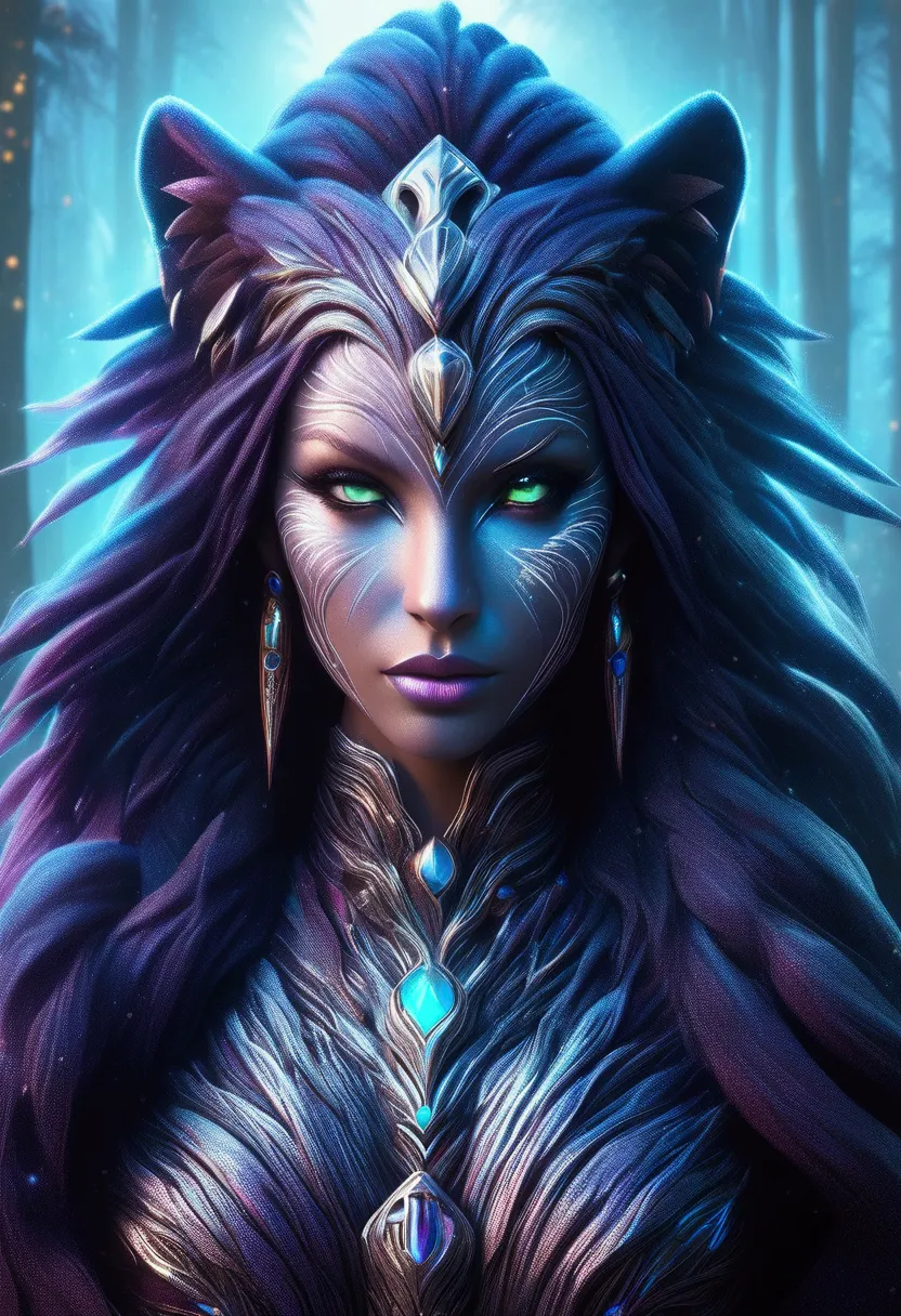 ultra high detailed illustration of a Tyrande Whisperwind wondering through jungle, giant black panther next to her, high qualit...