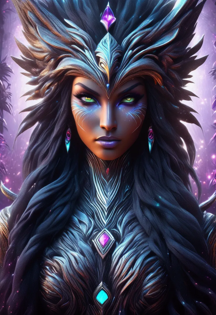 ultra high detailed illustration of a Tyrande Whisperwind wondering through jungle, giant black panther next to her, high qualit...