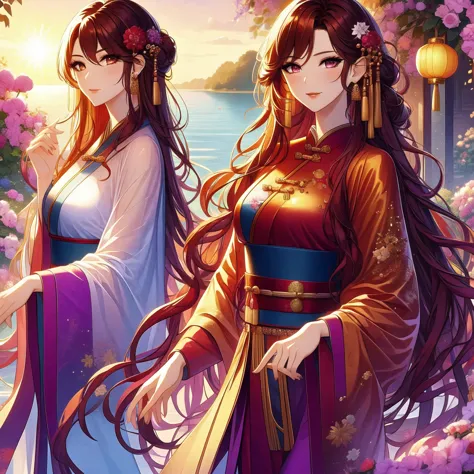 (masterpiece, best quality:1,2), 1 female, xian mei, solo, 18 years old, chinese clothes, ultra long purple skirt, purple eyes, ...