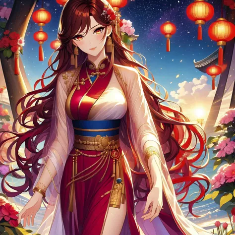 (masterpiece, best quality:1,2), 1 female, xian mei, solo, 18 years old, chinese clothes, ultra long purple skirt, purple eyes, ...