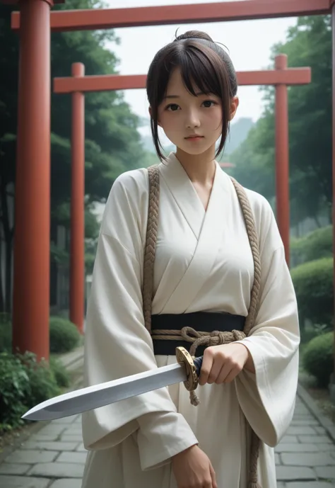 close-up of a woman holding a sword with a snake, shohei otomo, she is holding a knife sword, inspired by torii kiyonobu i, insp...