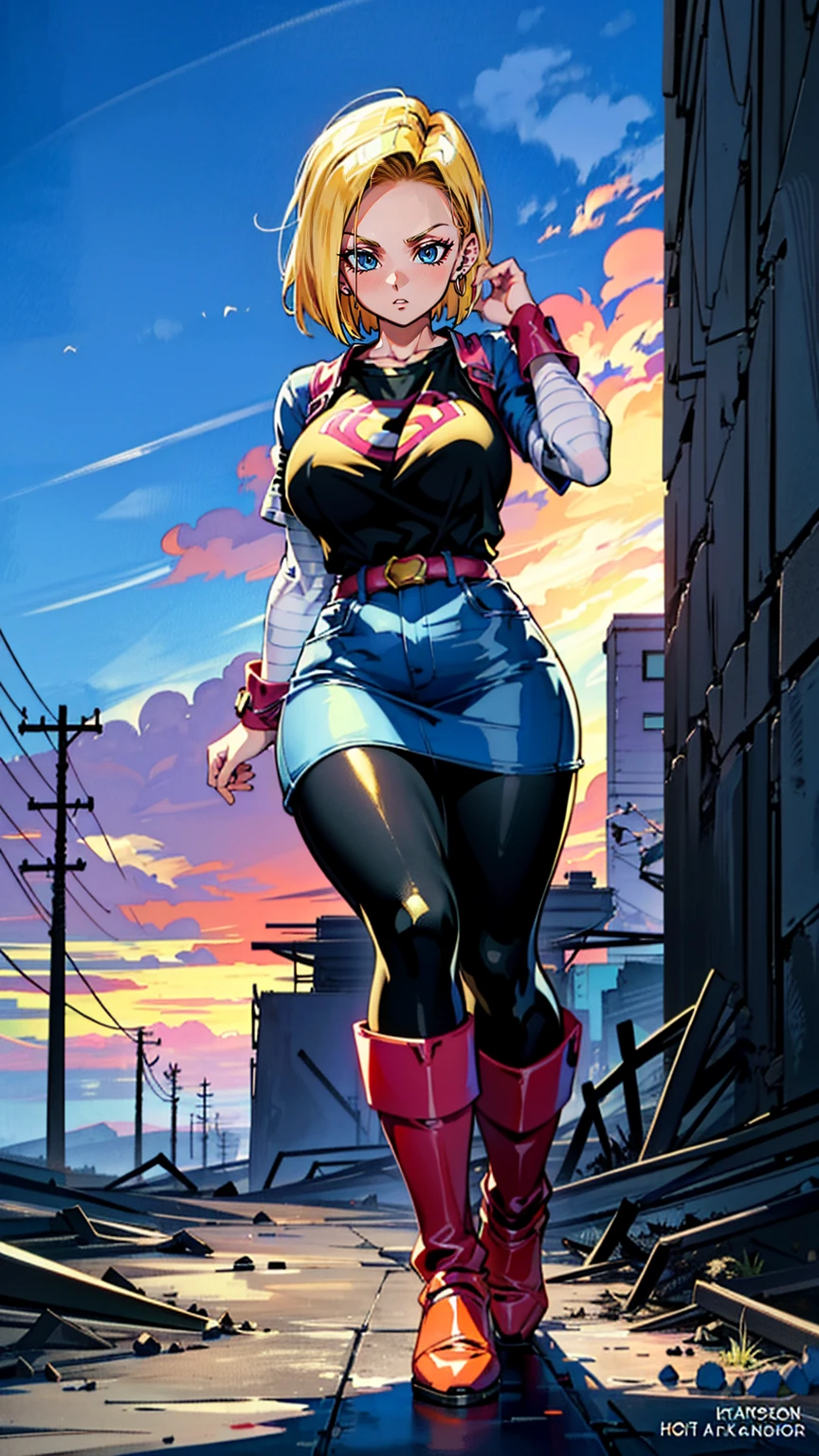 supergirl, pureerosface_v1, sticker of a girl from dc comic, full body, Kim Jung gi, , (extremely huge breasts 2.9),soul, digital illustration, comic style, cyberpunk, perfect anatomy, centered, approaching perfection, dynamic, highly detailed, watercolor painting, artstation, concept art, smooth, sharp focus, illustration, art by Carne Griffiths and Wadim Kashin ,, (masterpiece, best quality, ultra-detailed, best shadow),, In the style of Neon Genesis Evangelion, you find yourself standing on a desolate, post - apocalyptic wasteland, as the distant ruins of a massive city loom on the horizon. The sky is filled with ominous clouds, as a massive creature towers in the distance, huge breast, gigantic , titsnipples, curvy, thicc