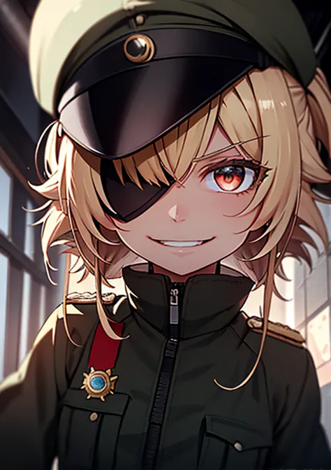 (​masterpiece,top-quality:1.1), 1girl 独奏, 1girl em, 独奏, 小柄, flat-chested, militar, black military uniform, a blond, black eye pa...