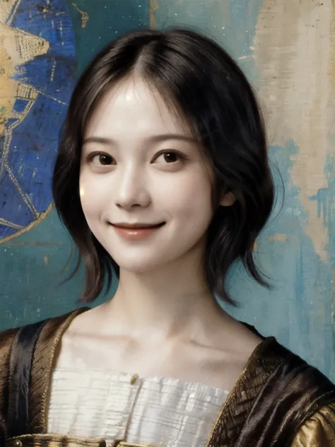 260 20-year-old female, (short hair),(genuine), smile,  (paintings by leonardo da vinci)