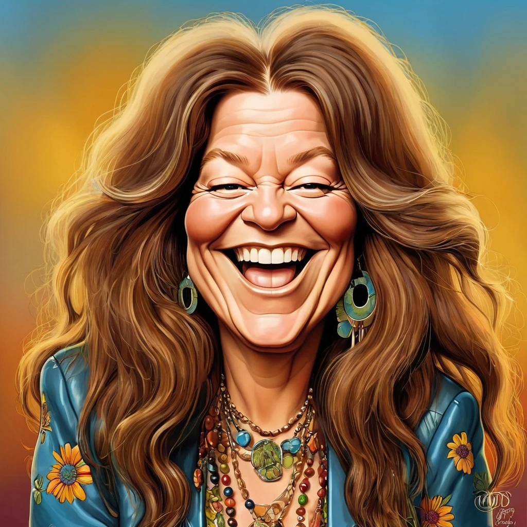 Funny caricature of Janis Joplin 