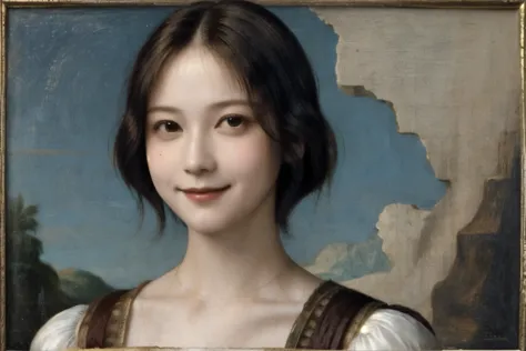 261 20-year-old female, (Short Hair 46),(Genuine,chest),Old-fashioned smile,(Paintings by Leonardo da Vinci)