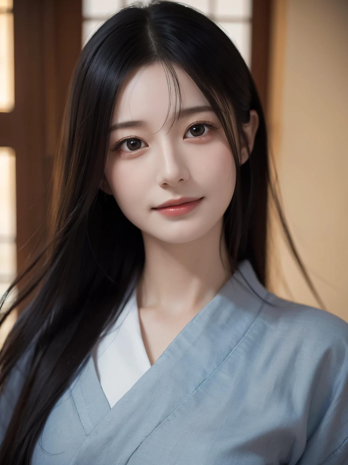 (ultra-detailed),((portrait )),1beautiful Japanese girl,((smile)),beautiful detailed eyes,beautiful detailed lips,extremely detailed face,longeyelashes,soft smile,natural lighting, wearling japanese elegant Kimono,realistic,(masterpiece:1.4),(best quality:1.4),(shiny skin),makeup,smile(skinny,closed mouth,shy :1.3) ,((smile)),(8k, RAW photo, best quality, masterpiece:1.2), (realistic, photo-realistic:1.37),(sharp focus:1.2), professional lighting, photon mapping, radiosity, physically-based rendering,