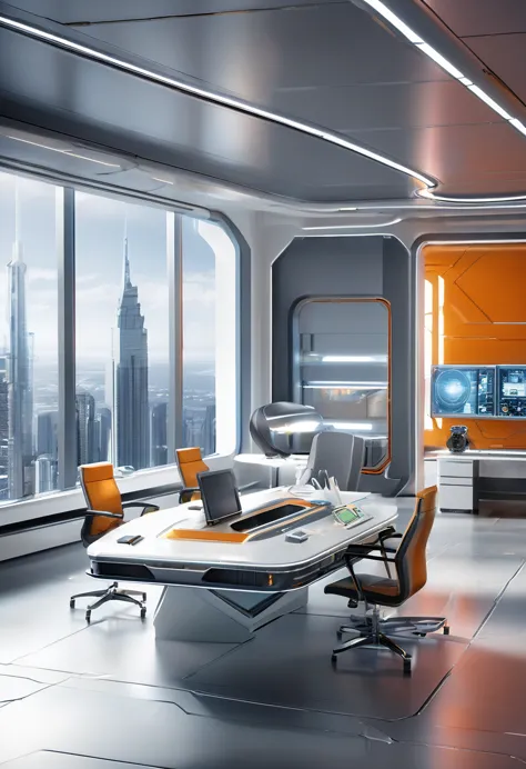 a beautiful futuristic office room, virtual company, futuristic control room, futuristic sci-fi agency with matte painting by jo...