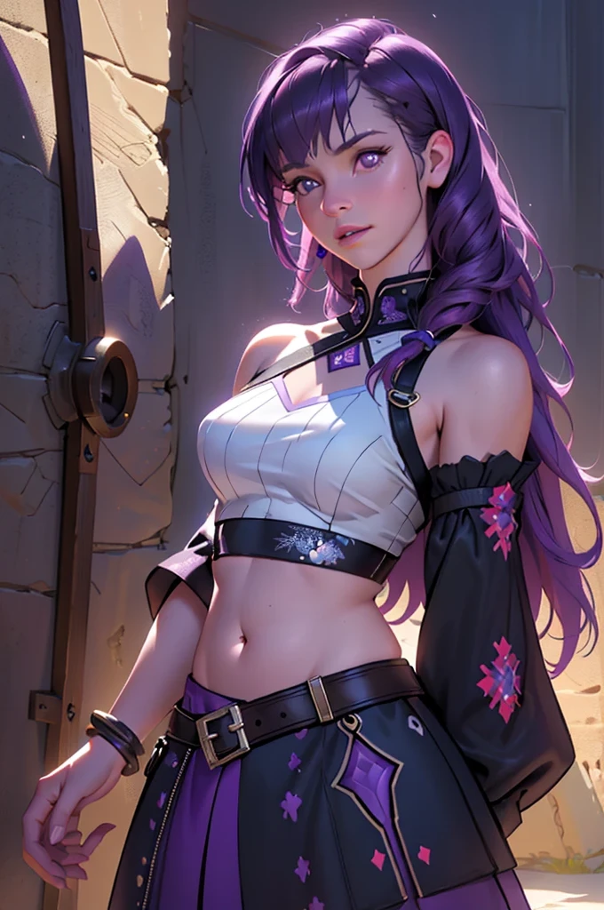 a woman wearing a crop top with underboob, extremely detailed, photorealistic, high resolution, cinematic lighting, stunning, elegant, beautiful detailed face and eyes, long eyelashes, flawless skin, studio lighting, hyper detailed, 8k, masterpiece, concept art, digital art, fantasy, dreamy, ethereal, romantic