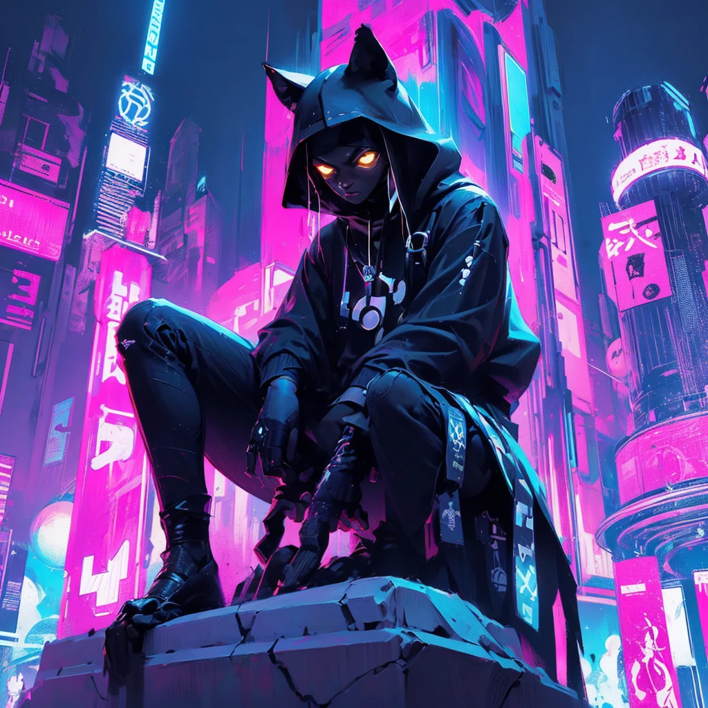 a black cat sitting on top of a white statue, cyberpunk streetwear, tending on art station, name of the character is chad, featured on dribble, nun outfit, benevolent android necromancer, tiktok video, artgram, very very clean, polish hyper - casual, the metaverse, beautiful design, dragon fire green neon luminaty da imagem 