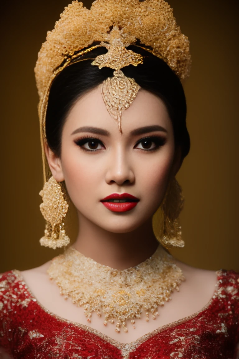 close up of beautiful woman, a sweet mouth, delicate lips, red lips, small breasts, light on the face, dynamic pose, hiding hands, pengantin_sunda. Ultra detailed, 8K, HDR, Octane Render, Redshift, Unreal Engine 5. Professionally color graded, atmosphere, amazing depth, rich colors, powerful imagery, psychedelic overtones, 4K, 8K. NSFW nudity, full body