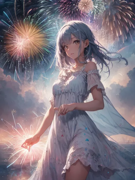 Absurd, High resolution, Super detailed, (girl:1.3),(firework:1.4)
break
, Watercolor style, Soft Blending, dreamy washes, Delic...