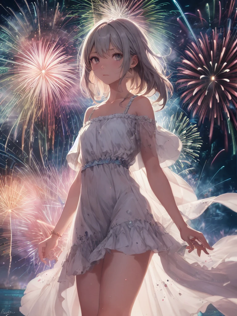 Absurd, High resolution, Super detailed, (girl:1.3),(firework:1.4)
break
, Watercolor style, Soft Blending, dreamy washes, Delicate texture,
break
, Painting semi-transparent watercolors, Delicately colored, A subtle blend, Airy, Dreamlike quality.
break
, Soft Focus, Out of focus highlights, Dreamy atmosphere, Glowing circle, Fascinating Depth
