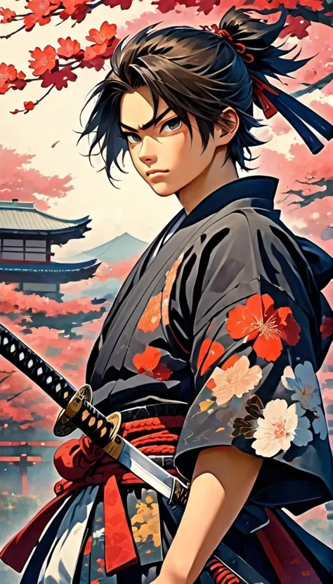 samurai boy, (one japanese sword)