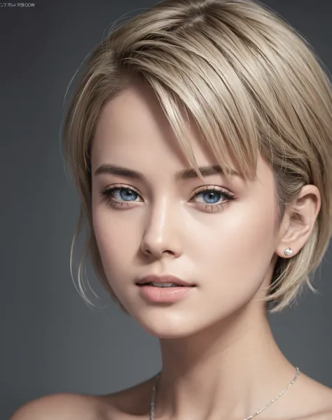 (raw photo, best quality, masterpiece: 1.5), (photorealistic:2), best lighting, 20 years old, (light gray hair, short bob cut, h...