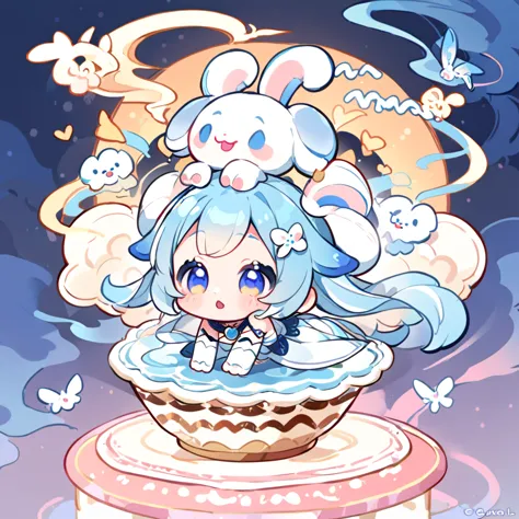 1 chibi girl and sanrio , cinnamoroll,