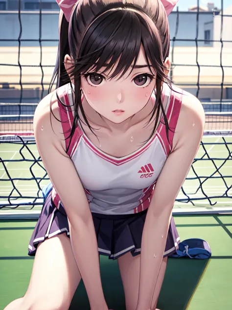 super detailed game cg, (high resolution:1.1),(absurd:1.1), anime, tennis court、pretty girl, 1 girl, takane manaka, small breast...