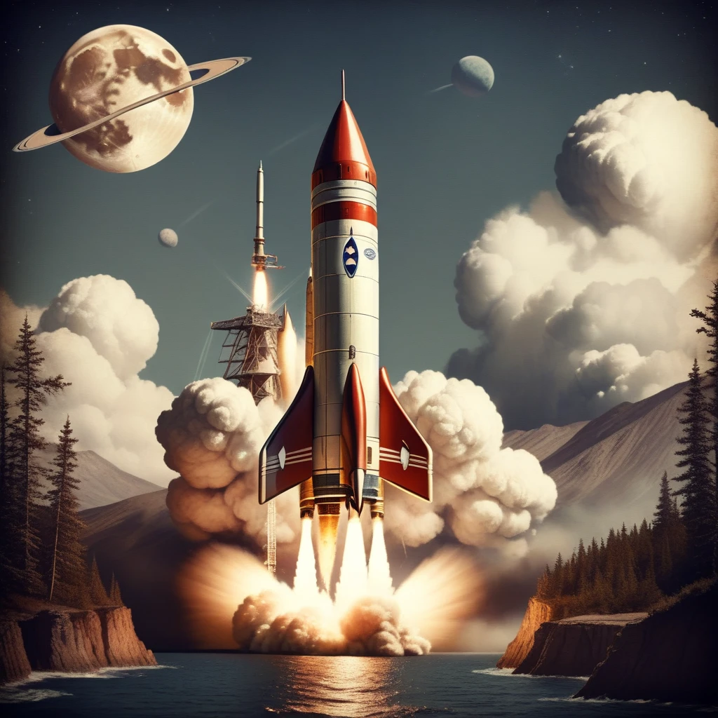 rocket, Vintage, Natural, Layered, Depth