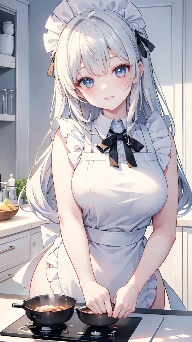 (Tabletop、Highest quality、8k、Award-winning works、Ultra-high resolution)、One beautiful woman、(Wearing the most natural and perfect apron:1.1)、(Naked Apron:1.2)、Long Hair、(Look at me with your best smile:1.1)、(Show off your beautiful teeth and get the best smile possible:1.1)、perfect beautiful teeth、Accentuate your body lines、(Bust up photo:1.1)、(Above the waist photo:1.2)、Big Breasts、(The most natural and practical kitchen:1.1)、(A perfectly organized and clean kitchen:1.1)、(Modern and elegant kitchen:1.1)、(Perfect kitchen with state-of-the-art induction cooktop:1.1)、(Beautiful and unified modern kitchen:1.1)、(very bright:1.2)、(very bright and vivid:1.2)、bright、very bright、that&#39;that&#39;Very vivid、The most vivid、High chroma、Glowing Beautiful Skin、Fresh and beautiful, perfect windows、Ultra-high resolutionのperfect beautiful teeth、(Ultra HD glossy skin:1.1)、(very brightly lit、bright and glowing skin:1.2)、Ultra-high definition sparkling eyes、(Accurate anatomy:1.1)、(The most graceful and perfect posture:1.1)、Big Breasts