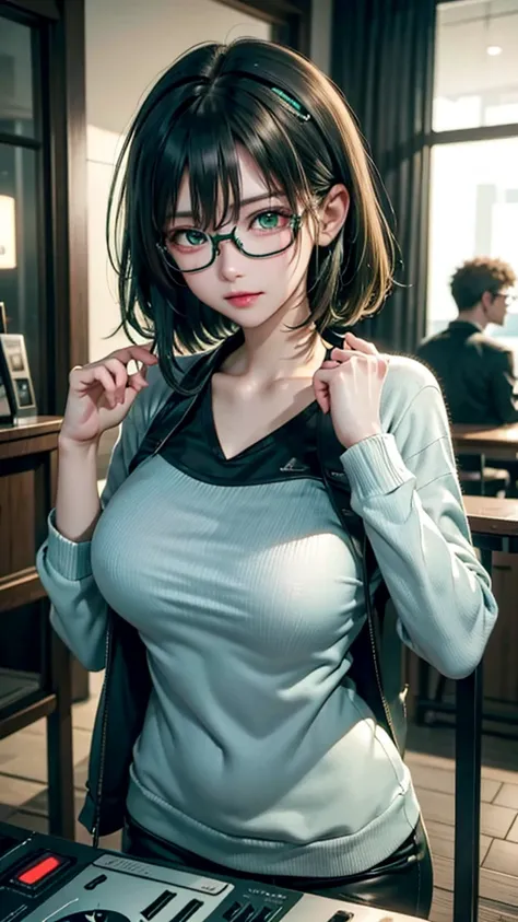 anime, dj girl, dj, dj girl, headphones, highly praised, (best image quality),masterpiece,highest quality,extremely detailed cg ...