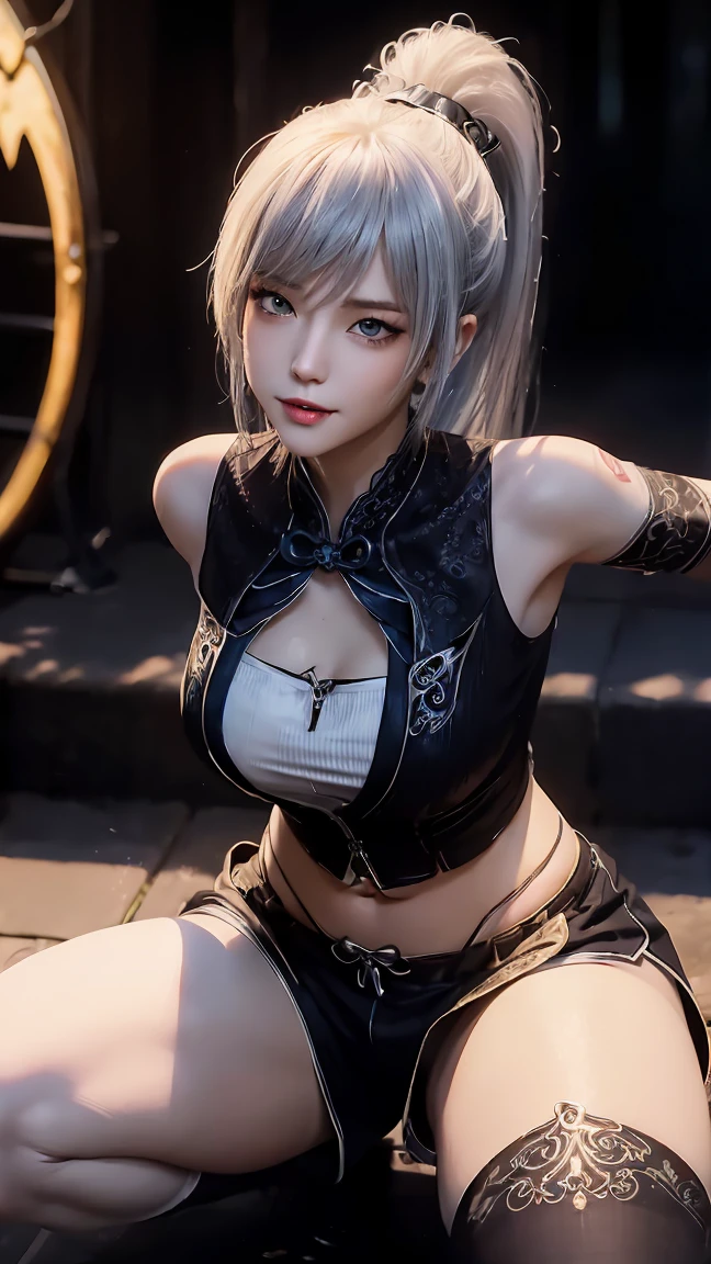 ((best quality, 8K, masterpiece:1.3)), Key Points: 1.2, Perfect body beauty: 1.4, Hips: 1.2, ((Layered Hairstyle, Chest: 1.2)), (Wet clothes: 1.1), (rain, street:1.3), Tube Top Dress: 1.1, Highly detailed face and skin texture, Squinting, Double eyelids, 美White skin, Long hair, (Residence: 1.3), Smiling white-haired girl, High Ponytail发型, Sports Tops, Oversized bust, Succubus, (((Succubus tattoo on lower abdomen))), Transparent Ultra Tight Low Rise Ribbon Pants, (((ultra-low waist))), Full body portrait, Sexy girl, Sexy, Happy laughter, Shy, (((Exposed lower abdomen))), Expression, There is a heart in the eyes, (Detailed drawing of eyes), Sexy Long legs, Thin waist, Sweat dripping down my waist, (Exposing the belly), ((Succubus tattoo extreme detail portrayal))), Wings of Ice and Fire, Front squat, Dark lock method, 2D Blush, crazy, Monster Girl, toy doll, Fangs, Ma Daha, Pink Hair, Asymmetrical bangs, Transparent clothes, 把手放在thigh上, Look away, 8K resolution, missionary, Raise an eyebrow, Shiny hair, Flower head, Wristband, White hair bandage、Close-up of woman wearing white mask, Beautiful character painting, Gu Weiss, Gurwitz-style artwork, White-haired god, author：Yang Jie, Epic and beautiful character art, Stunning character art, author：Fan Qi, by Wuzhun Shifan, pixiv art station street Gu Weiss, Single ponytail, insult, High Ponytail, tall and big, Long legs, (Sleeveless lace shirt), (shorts), (Striped )), ((Striped )), Walk, elegant, dignified, Feminization, Beautiful curves, sweet smile, Strong sense of detail and layering, rich and colorful, Has a unique texture, rich and rich and colorful, color, vivid, Design Art, 16K, Very detailed, {{illustration}}, {Extremely refined}, {Exquisite surface treatment}, Very detailed, Delicate and shining eyes, {{light}}, 极致light效果, Model: realism, CFG size: 12, Laura: Bright texture (1.35), high quality, masterpiece, Exquisite facial features, Delicate hair depiction, Detailed depiction of the eyes, masterpiece, best quality, Ray Tracing, Extremely detailed CG unified 8K wallpaper, masterpiece, best quality, (1 girl), Perfect female image, (((White tight T-shirt))), beautiful eyes, (Delicate face), Black short hair, Tie your hair up, Light blue hairpin, Black Silk Frame Glasses, In class, (White skin), (Optimal lighting), (Super intricate details), 4k unity, (Very detailed CG), Showing off her white legs, , Hot Pants, shorts,(The tail end is heart-shaped 💟 A purple haired girl with a long ponytail hairstyle and a seductive charm (with Celebrity Tattoos on her lower abdomen), a Transparent super tight low waist mini skirt, (ultra-low waist), a Full body portrait, Raise your hands above your head, a Sexy girl with a Sexy, 开心Expression, blush, Shy的, (Exposing the belly), a charming expression, Frowning in disgust, Celebrity Tattoos, Purple hair girl with long ponytail, Transparent top, Oversized bust, Oversized bust, charm, ((with red charm tattoo on the lower abdomen), Transparent super tight low waist mini skirt, (ultra-low waist), Full body portrait, Raise your hands above your head, Sexy girl, Sexy, 开心Expression, blush, Shy的, (Exposing the belly), charming expression, Frowning in disgust, (Eye detail depiction), Sexy Long legs, Slim waist, Sweat beads on waist, (with Sexy vest line), (Exposing the belly), Garter, Garter, White knee socks, Black knee socks, thigh, 白色Garter, 颈部Garter，
