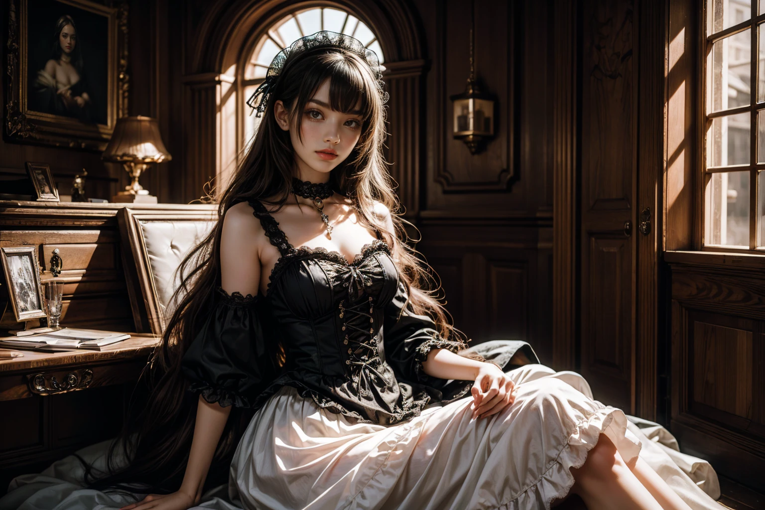 20s girls, ultra-realistic photography, wide angle, a treasure trove of artistic sense, gothic lolita fashion, pastel color: 0.6, surrealism: 1.1, high contrast, high quality, high resolution 32k, super detailed, wallpaper, captivating and attractive outfit, sex appeal.