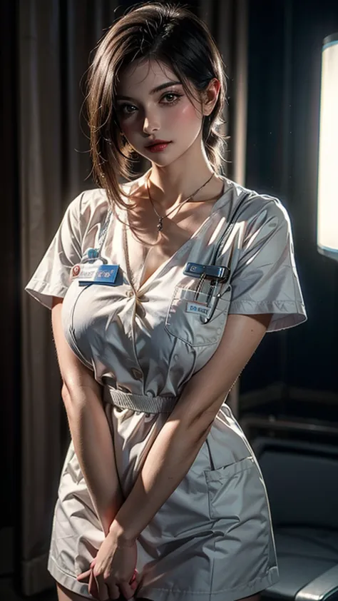 Highest quality, masterpiece, Ultra-high resolution, (Reality: 1.4), Original photo, One girl, Conservative dress, Nurse uniform...